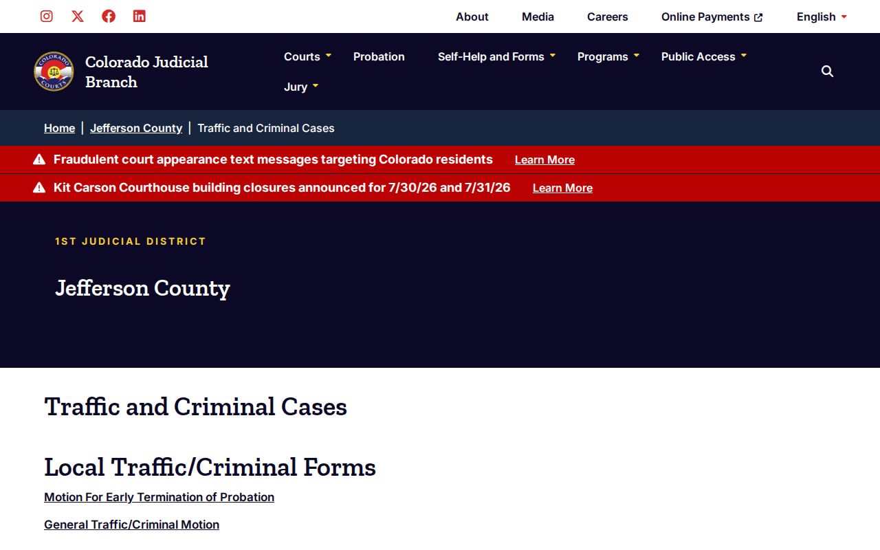 Jefferson County 72 hour release court case information source