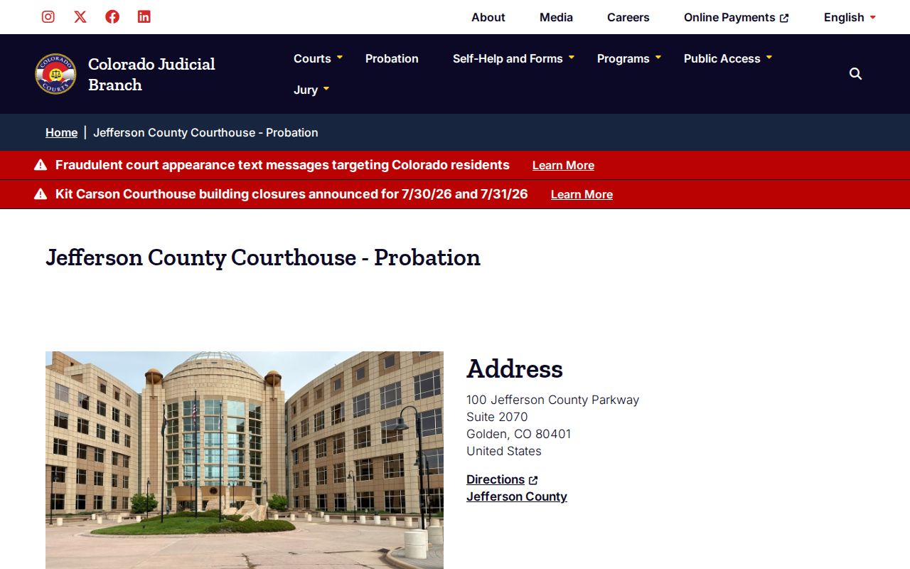 Jefferson County parole and probation courthouse probation location